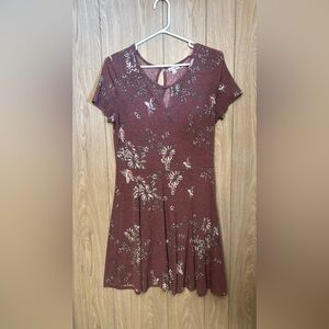 love, Fire Burgundy Floral Mini Dress